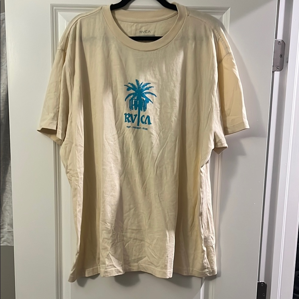 RVCA Cream and Blue Short Sleeve Tee